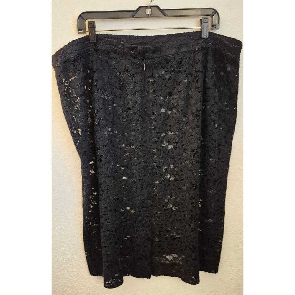 Vintage Elisabeth Black Lace Unlined Pencil Skirt Size 22 EUC